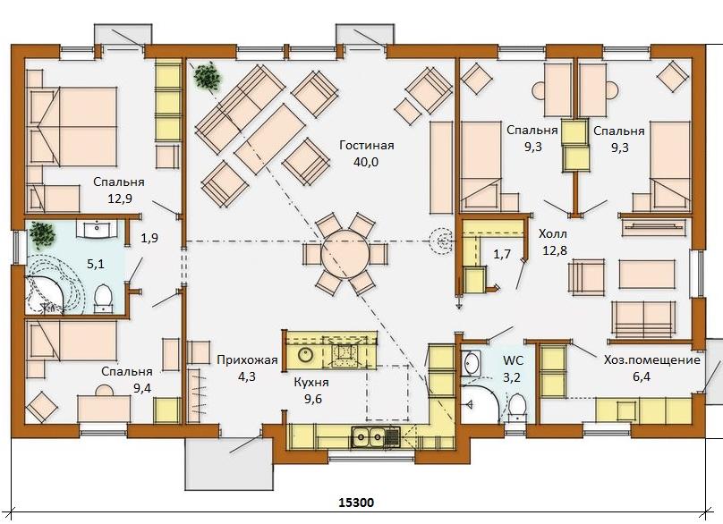 Дом для семьи с 3 детьми I 4 спальни и кухня-гостиная