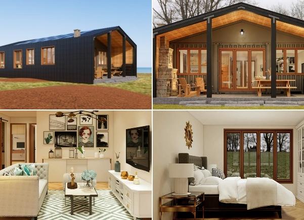 Современный дом в стиле барнхаус: 2 спальни и кухня-гостиная